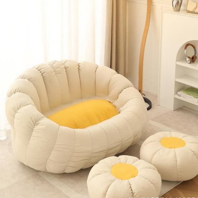 お花型ビーズソファクッション