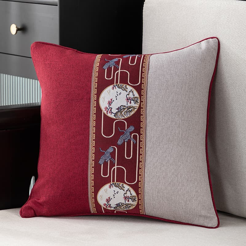 古典飛鳥刺繍ソファクッション