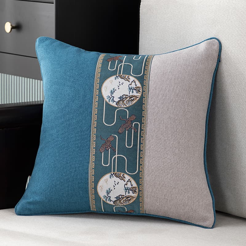 古典飛鳥刺繍ソファクッション