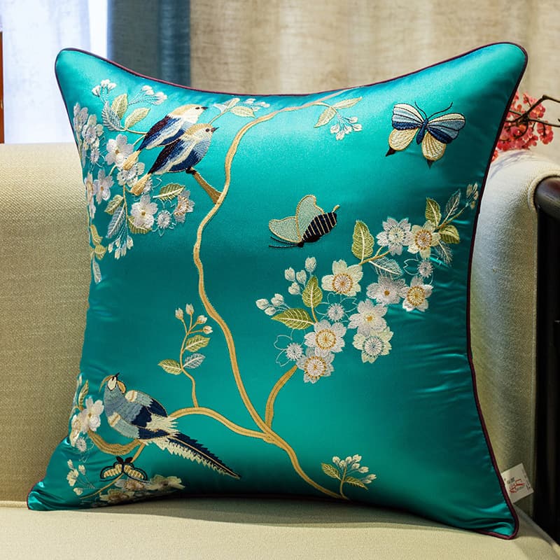 ソファクッション 牡丹刺繍デコレーション