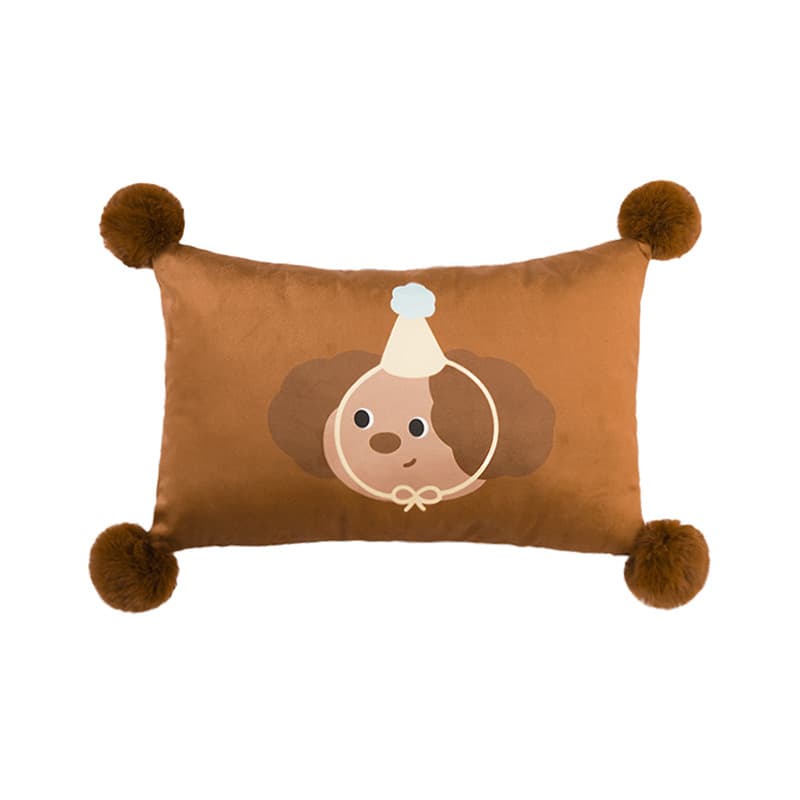 ソファクッション もふもふポンポン付きうさクッション